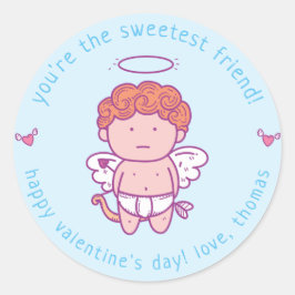 Sweetest Friend - Niedliche kupide Kinder Valentin Runder Aufkleber