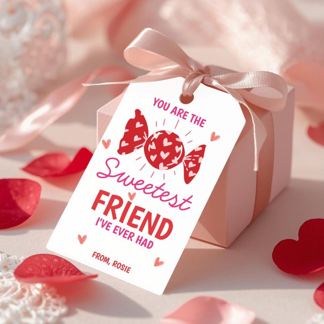 Sweetest Friend Valentine Gift Tag Candy Theme Geschenkanhänger (Von Creator hochgeladen)