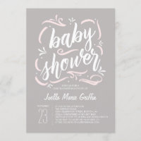 Sweetest Gray and Pink Baby Shower Einladung