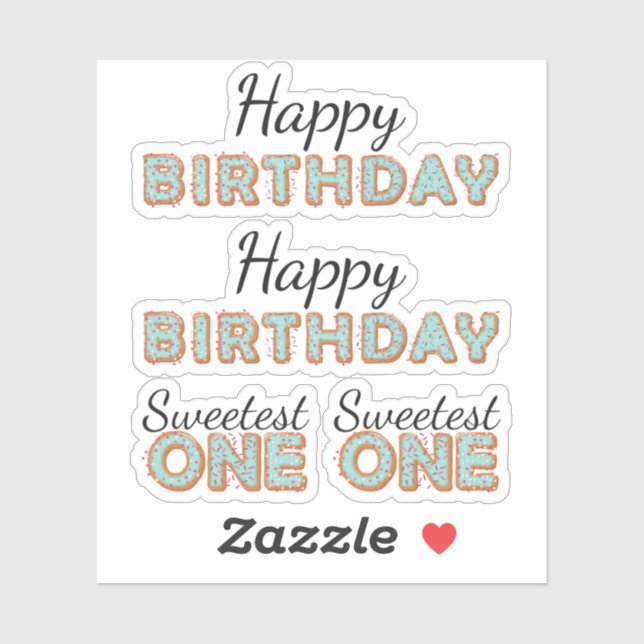 SWEETEST ONE Blue Donuts Baby Birthday Scrapbook Aufkleber (Blatt)