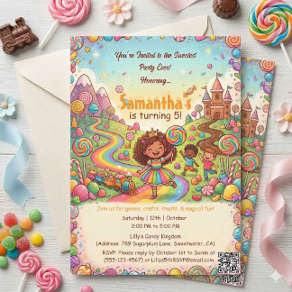 Sweetest Party Ever Candyland Girl 5th Birthday  Einladung