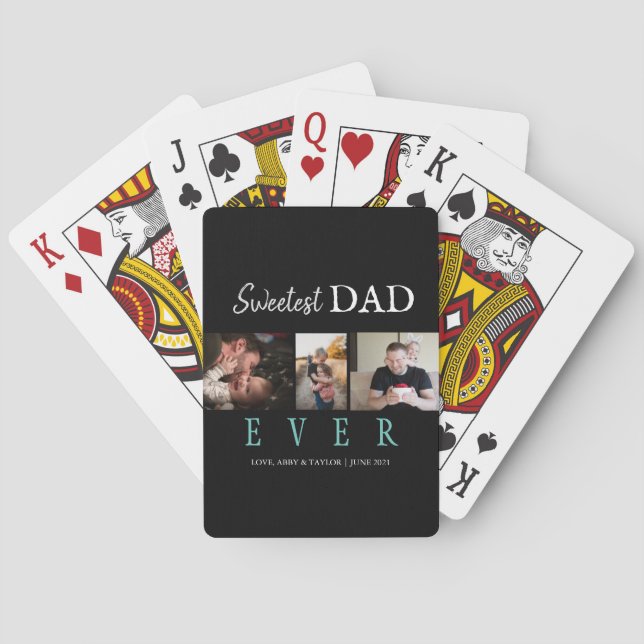 SWEETEST VATER JE CUSTOM 3 FOTOS SPIELKARTEN (Rückseite)
