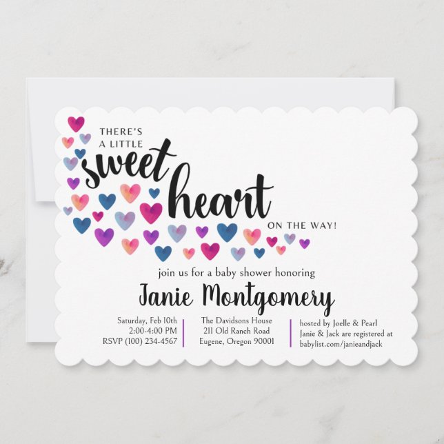 Sweetheart Baby Shower Einladung (Vorderseite)