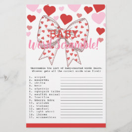 Sweetheart Baby Word Scramble Babyspielkarte Flyer