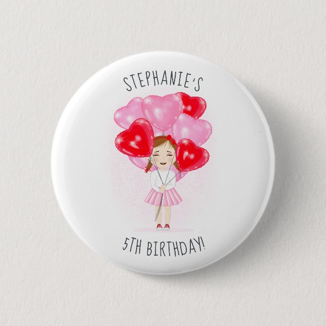 Sweetheart Balloon Birthday Button (Vorderseite)