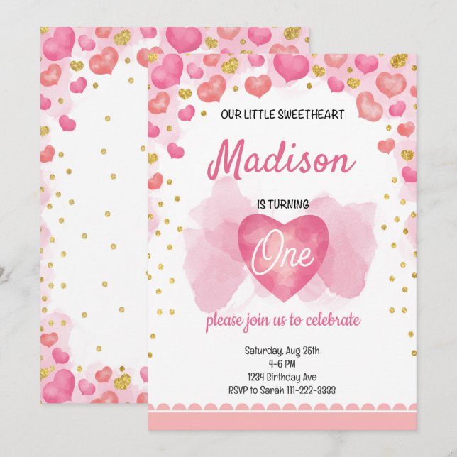 Sweetheart Birthday Einladung (Vorne/Hinten)