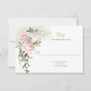 Sweetheart Blush Bloral Drop Hochzeit RSVP Karte