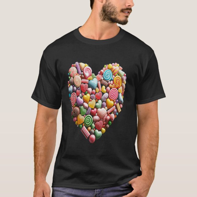 Sweetheart Candy Collage Valentine s Day Long Slee T-Shirt (Vorderseite)