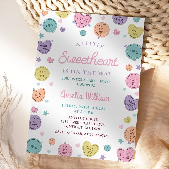 Sweetheart Candy Valentine Baby Dusche Einladung (Von Creator hochgeladen)