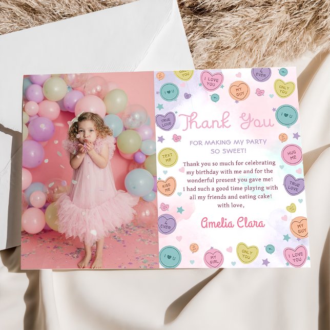 Sweetheart Candy Valentine Birthday Foto Dankeskarte (Von Creator hochgeladen)