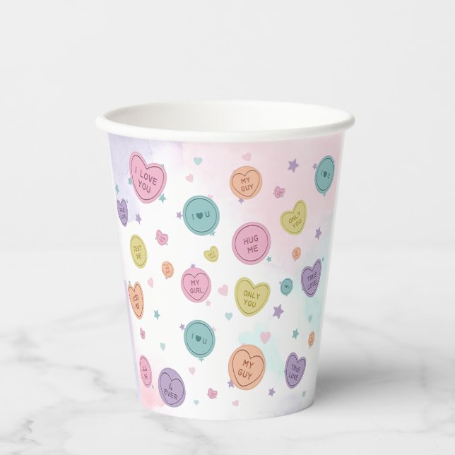 Sweetheart Candy Valentine Birthday Paper Cups Pappbecher (Vorderseite)