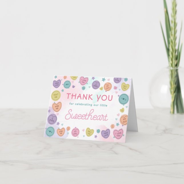Sweetheart Candy Valentine Birthday Vielen Dank Dankeskarte (Vorderseite)