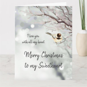 Sweetheart Christmas Liebe my Heart Chickadee Bird Karte