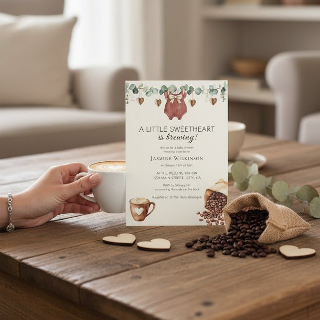 Sweetheart Coffee Brewing Baby Shower Invitation Einladung (Von Creator hochgeladen)