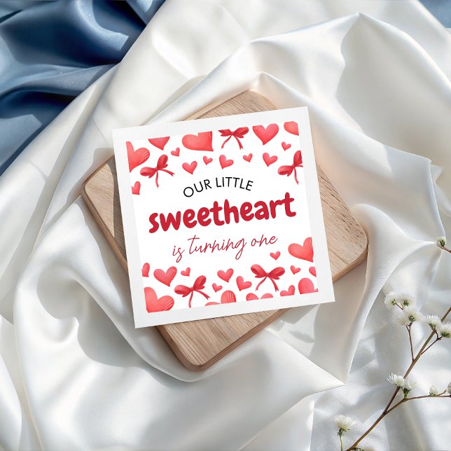 Sweetheart First Birthday Party Napkin Serviette (Von Creator hochgeladen)