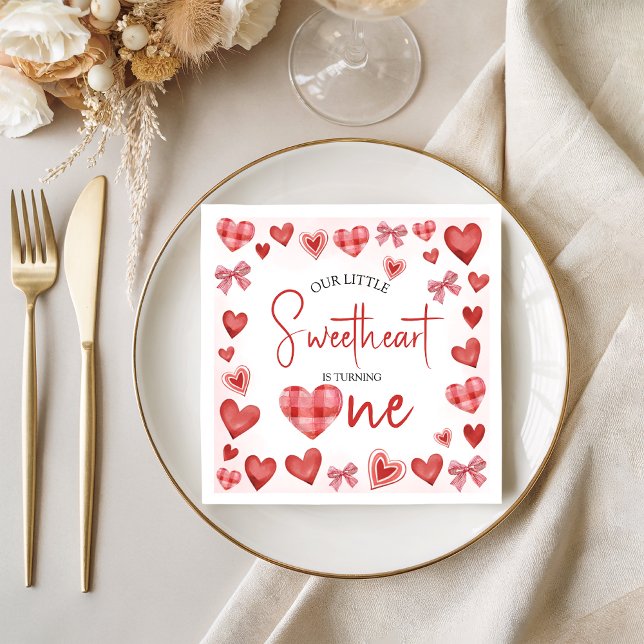 Sweetheart First Birthday Party Napkin Serviette (Von Creator hochgeladen)