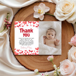 Sweetheart First Birthday Photo Thank You Card  Einladung