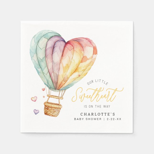 Sweetheart Hot Air Ballon Babydusche Napkins Serviette (Vorderseite)
