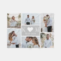 Sweetheart Initials Editable Color Collage Blanket