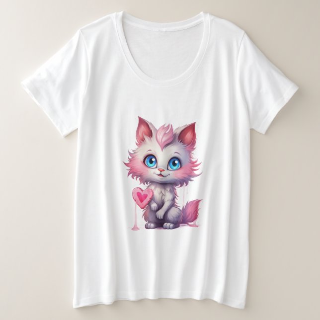 Sweetheart Kitty – Kawaii Pastel Cat Tee (Design vorne)