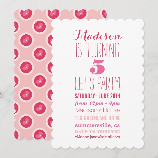 Sweetheart Love Rose Girl Anniversaire Invitation (Devant / Derrière)