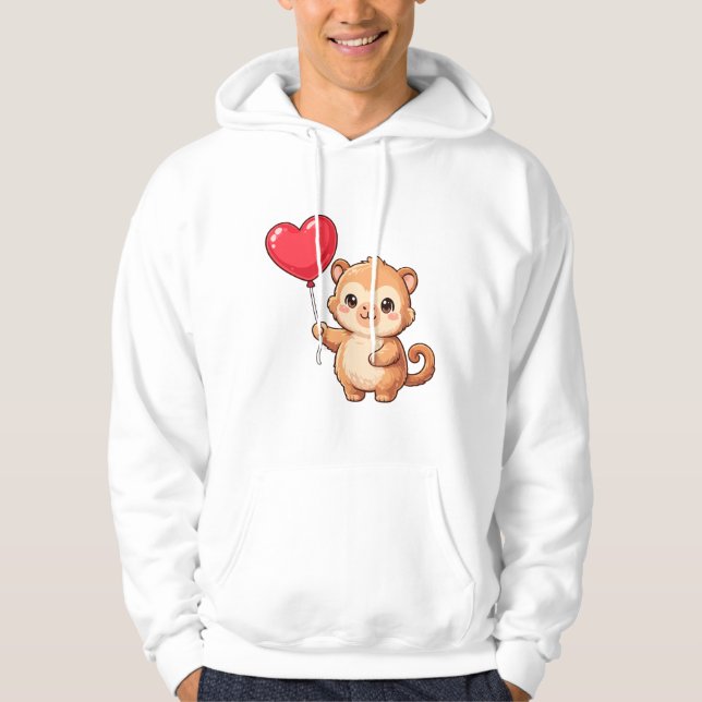 Sweetheart Monkey with Balloon valentine Hoodie (Vorderseite)