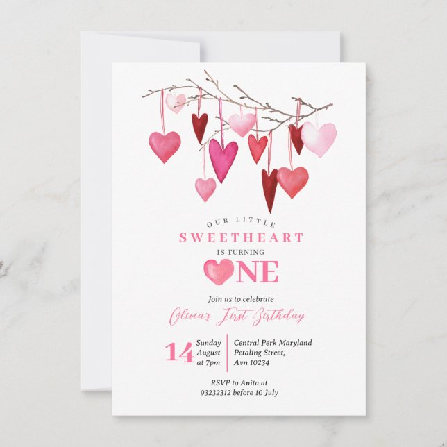 Sweetheart Pink Balloon Valentine Birthday Einladung (Vorderseite)
