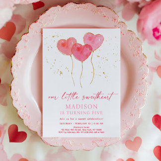 Sweetheart Pink Gold Herzblasen Geburtstag Einladung