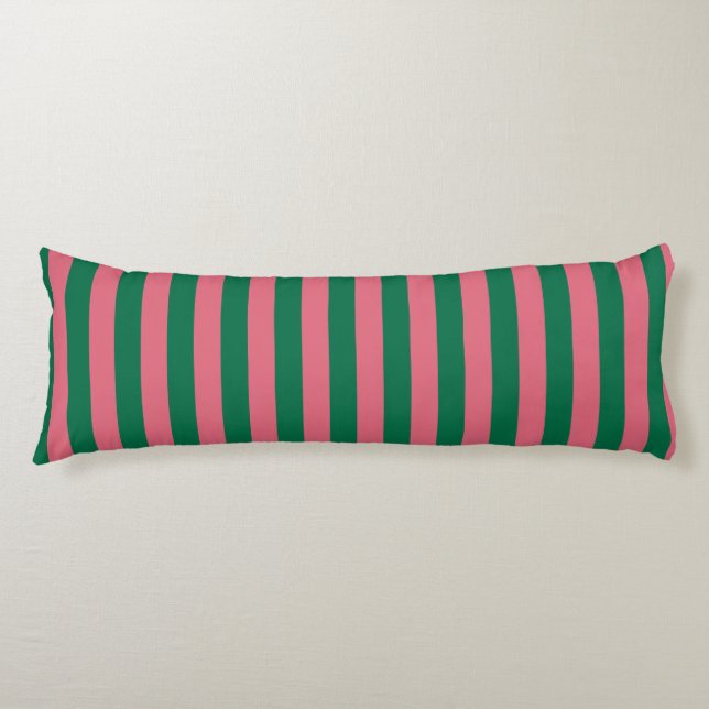 Sweetheart Pink Pickle Green Strip Seitenschläferkissen (Vorderseite)