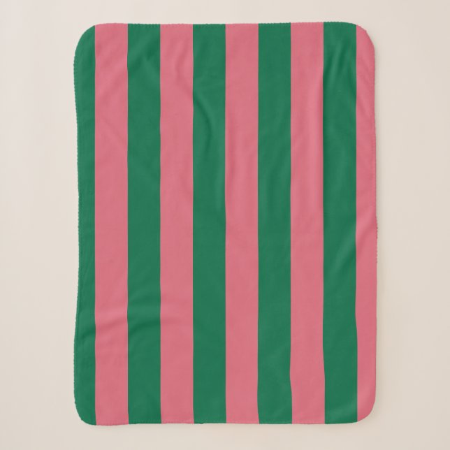 Sweetheart Pink Pickle Green Strip Sherpadecke (Vorderseite)