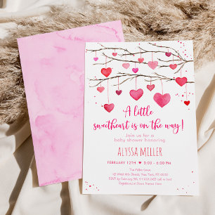Sweetheart Pink Red Hearts Baby Dusche Einladung