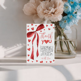 Sweetheart Red Bow Thank You Card Einladung