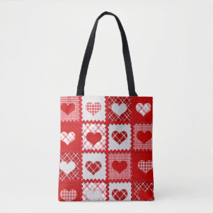 Sweetheart Red Plaid and Hearts Rack Trim Fun Tasche