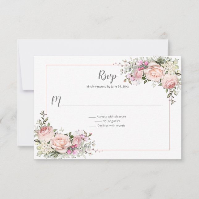 Sweetheart Rose Rosa Rahmen | RSVP Karte (Vorderseite)