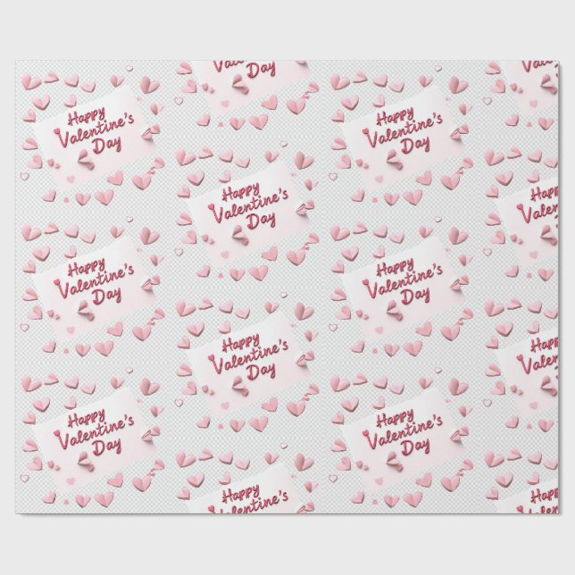 Sweetheart Scatter: Coral and Pastel Pink Hearts Geschenkpapier (Flach)
