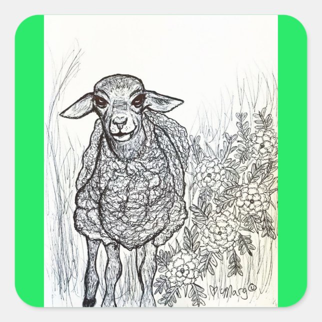 Sweetheart Sheep Quadratischer Aufkleber (Vorderseite)