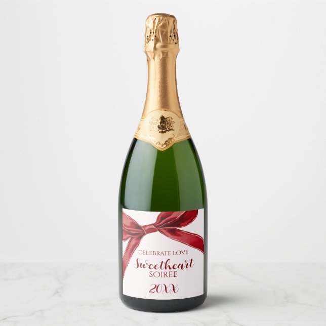 Sweetheart Soiree Elegant Bow Valentines Day Party (Vorderseite)