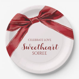 Sweetheart Soiree Elegant Bow Valentines Day Party Pappteller
