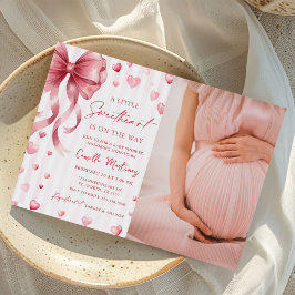 Sweetheart Valentine Bow Baby Shower Photo Einladung