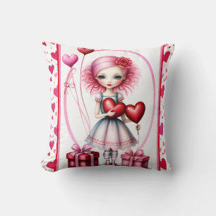 Sweetheart Valentine Girl Throw Kissen