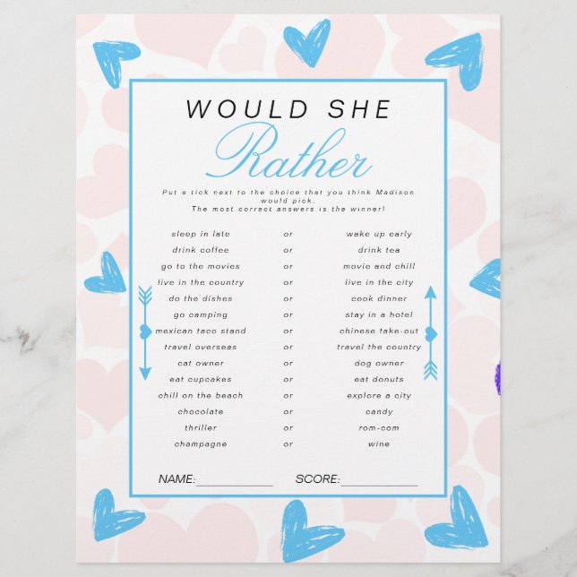 Sweetheart würde sie eher ein Baby Duschspiel mach Flyer (Vorne)
