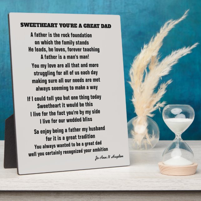 SWEETHEART YOU'RE A GREAT DAD POEM Gift Box Fotoplatte (Seite)