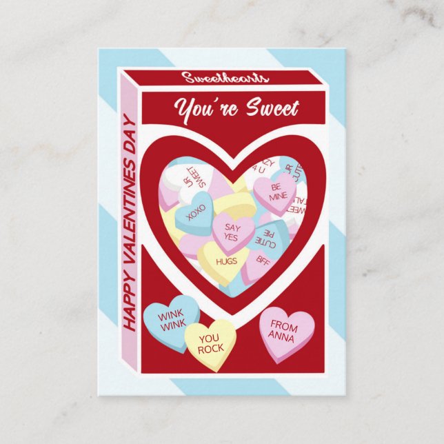 Sweethearts Candy Classroom Valentine Day Cards Visitenkarte (Vorderseite)