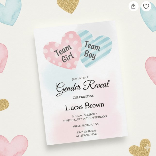 Sweethearts Gender Reveal Party Announcement Einladung (baby gender reveal)