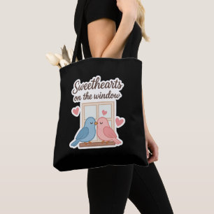 Sweethearts on the Window - Niedlich Lovebirds Sti Tasche