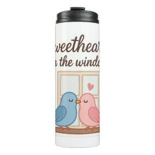 Sweethearts on the Window - Niedlich Lovebirds Sti Thermosbecher