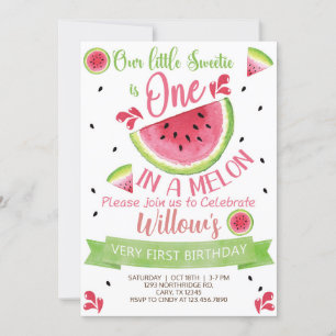 Sweetie One in einem Melon Mädchen Geburtstag einl Einladung