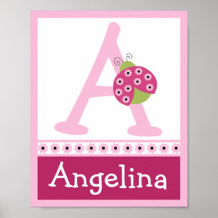 Sweetie Pie Ladybug Letter & Name Wall Art Poster