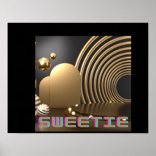 Sweetie Text Name gedruckt mit Herzform Poster