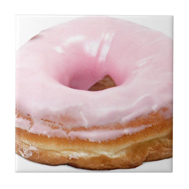 Sweets Dessert Food Pink Frosted Donut Fliese (Vorderseite)